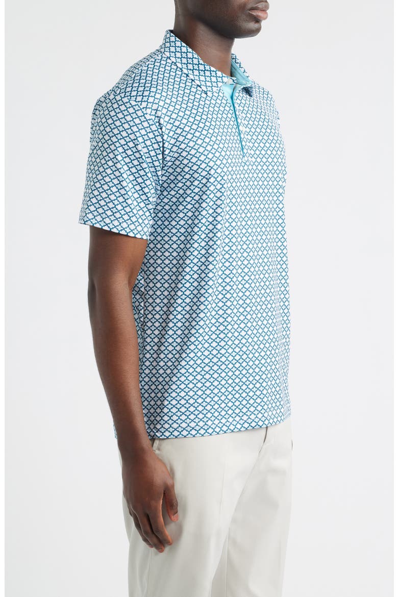 Tempo Quatrefoil Print Performance Golf Polo, Alternate, color, DEEP-LAKE