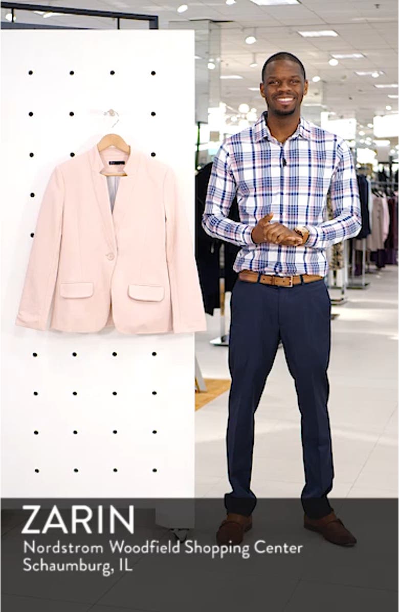 Inverted Notch Collar Cotton Blend Knit Blazer, sales video thumbnail