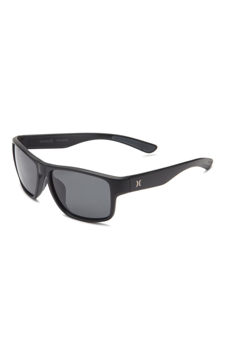 58mm Polarized Square Sunglasses, Alternate, color, MATTE BLACK/BLUE