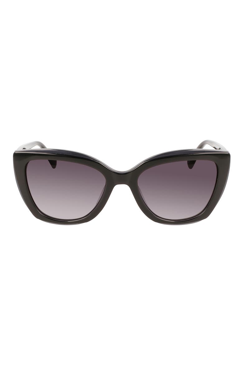 Le Pilage 54mm Rectangular Sunglasses, Main, color, BLACK