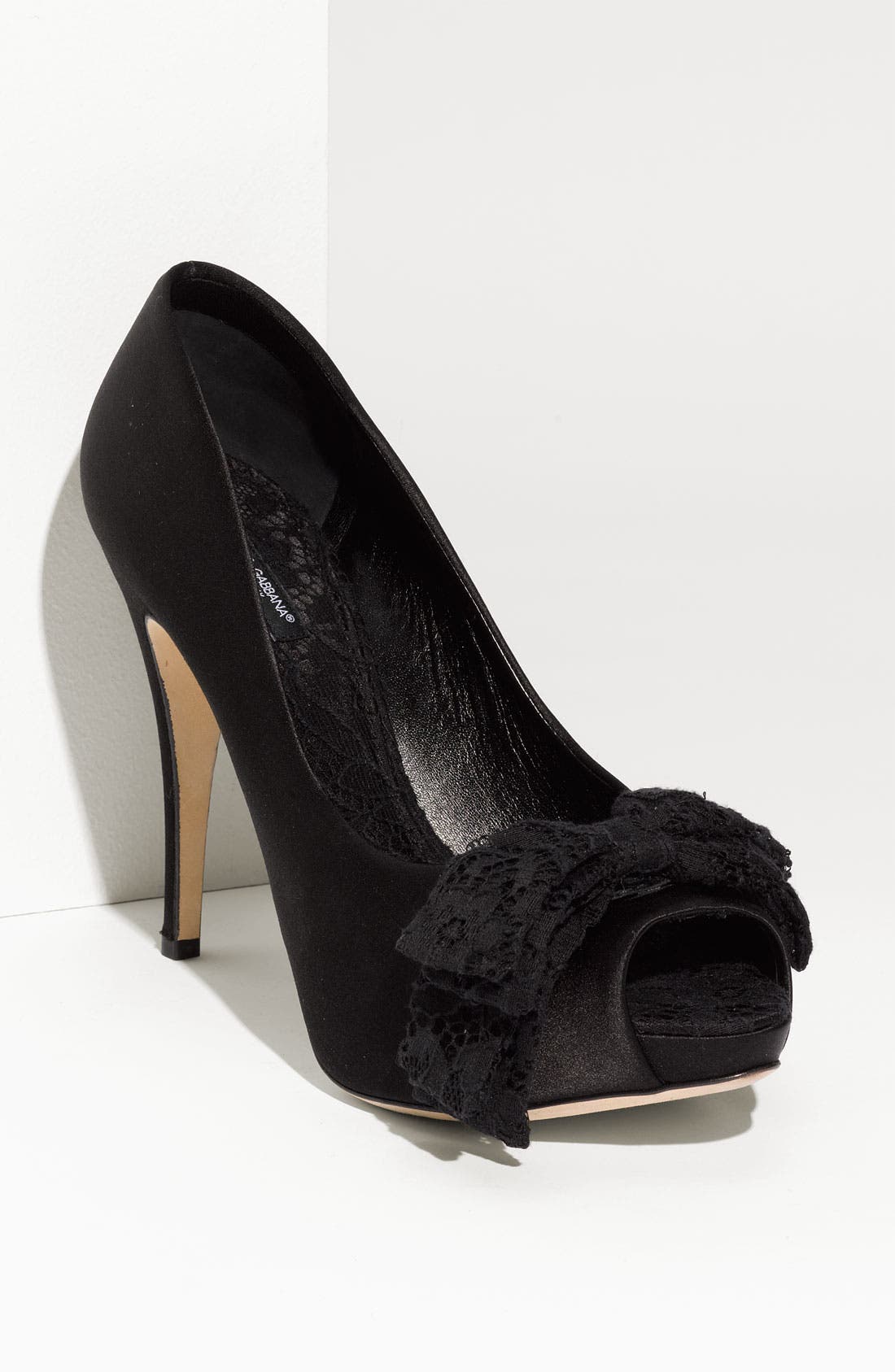 Dolce&Gabbana Lace Bow Satin Pump, Main, color, 