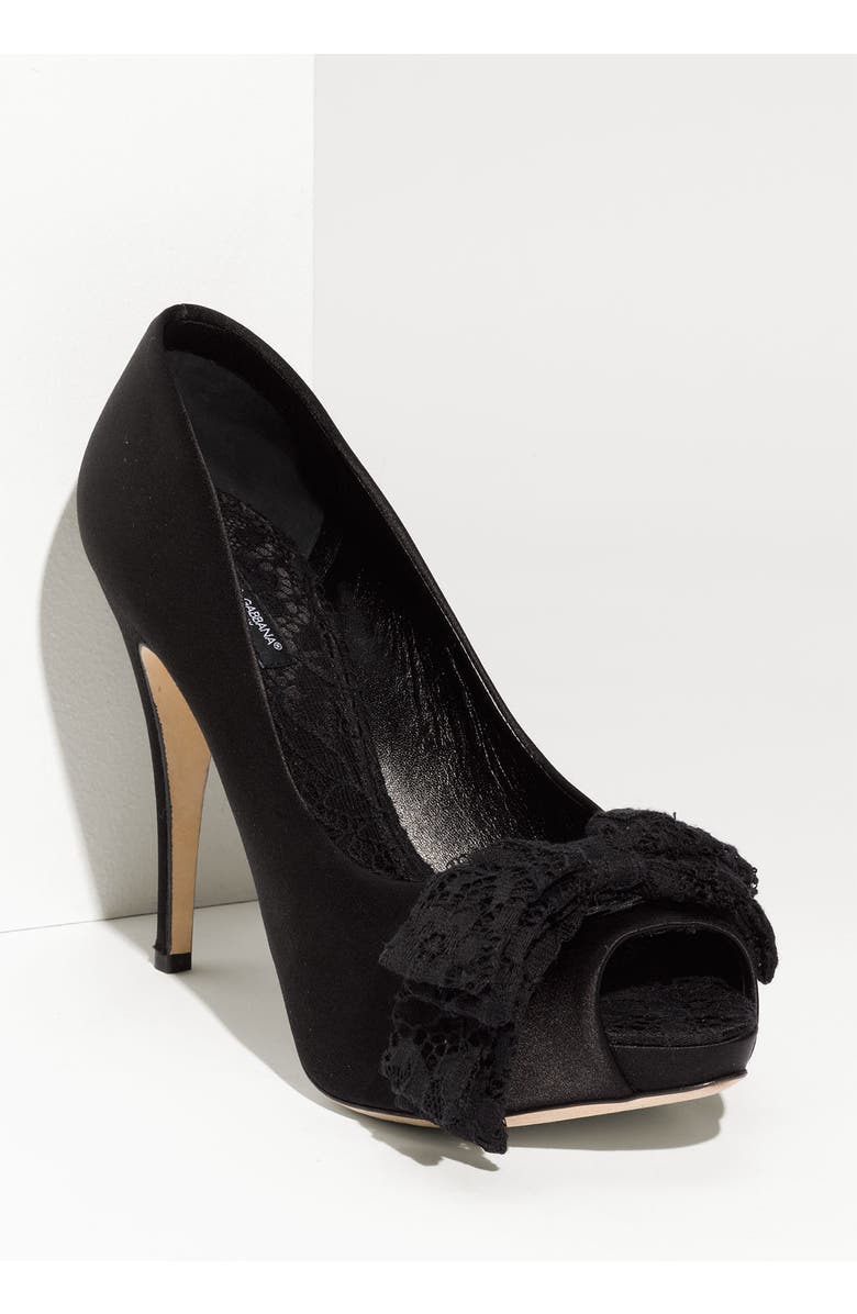 Dolce&Gabbana Lace Bow Satin Pump, Main, color,
