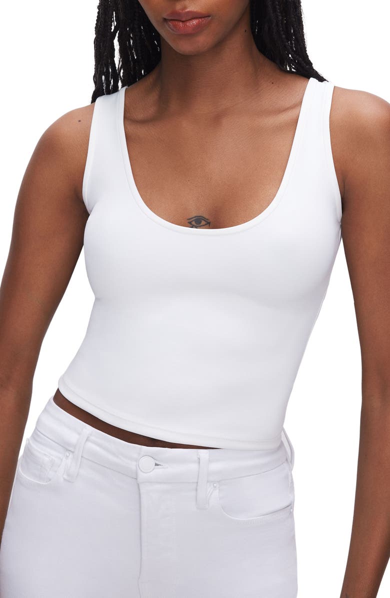 Good American Scuba Scoop Neck Crop Tank, Main, color, White001
