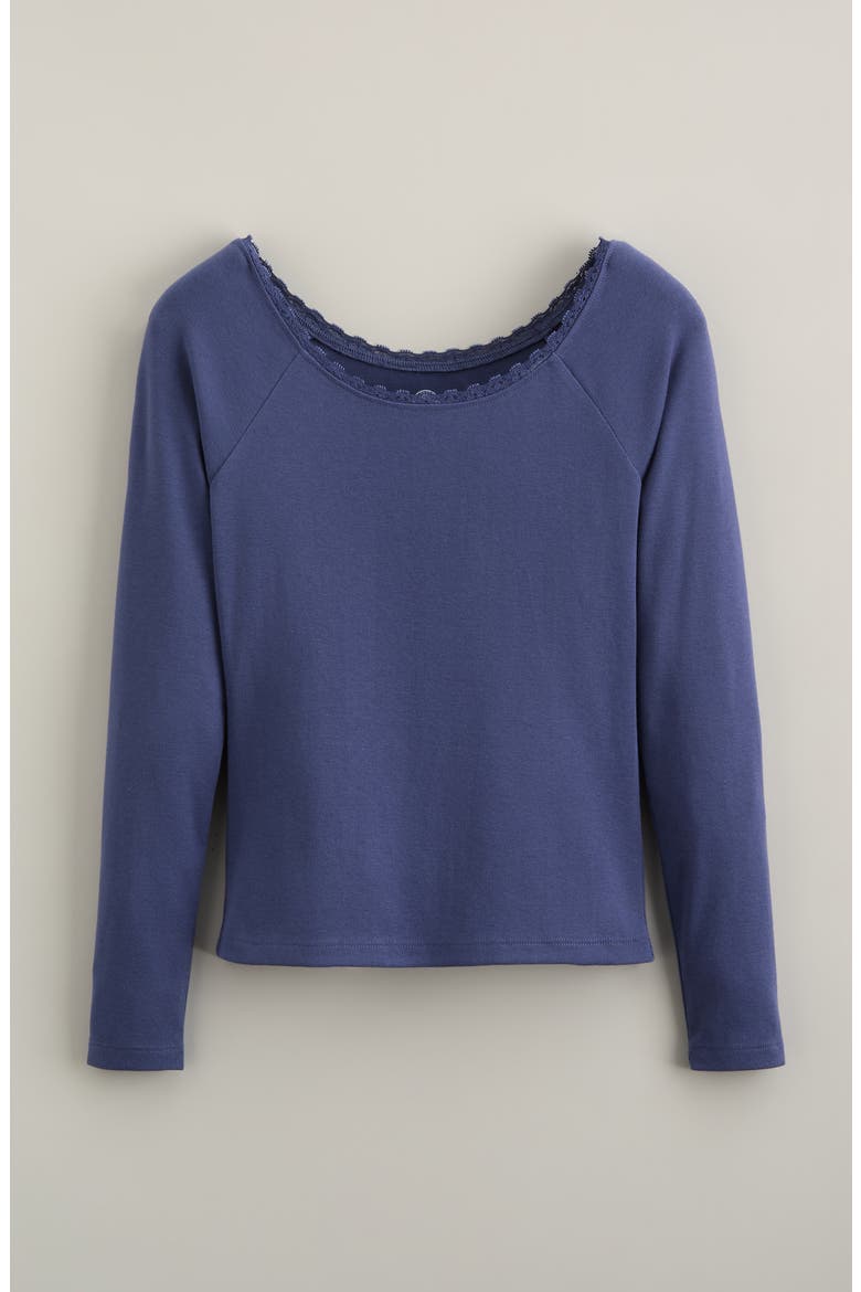 Kids' Lace Trim Top, Main, color, BLUE INDIGO