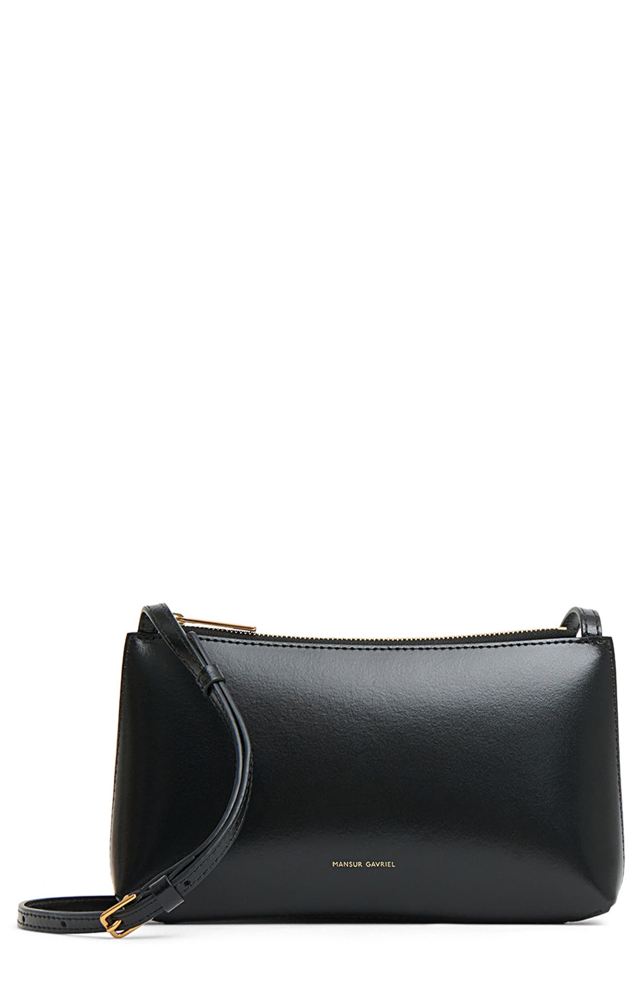 Mansur Gavriel Mini Gaia Leather Crossbody Bag, Main, color, Black/ Flamma