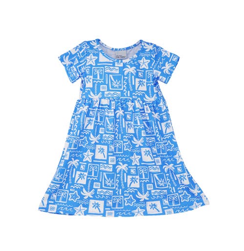 Shop Flap Happy Girl's Playtime Upf 50+ Laya Short Sleeve Tee Dress In Seaside Palms