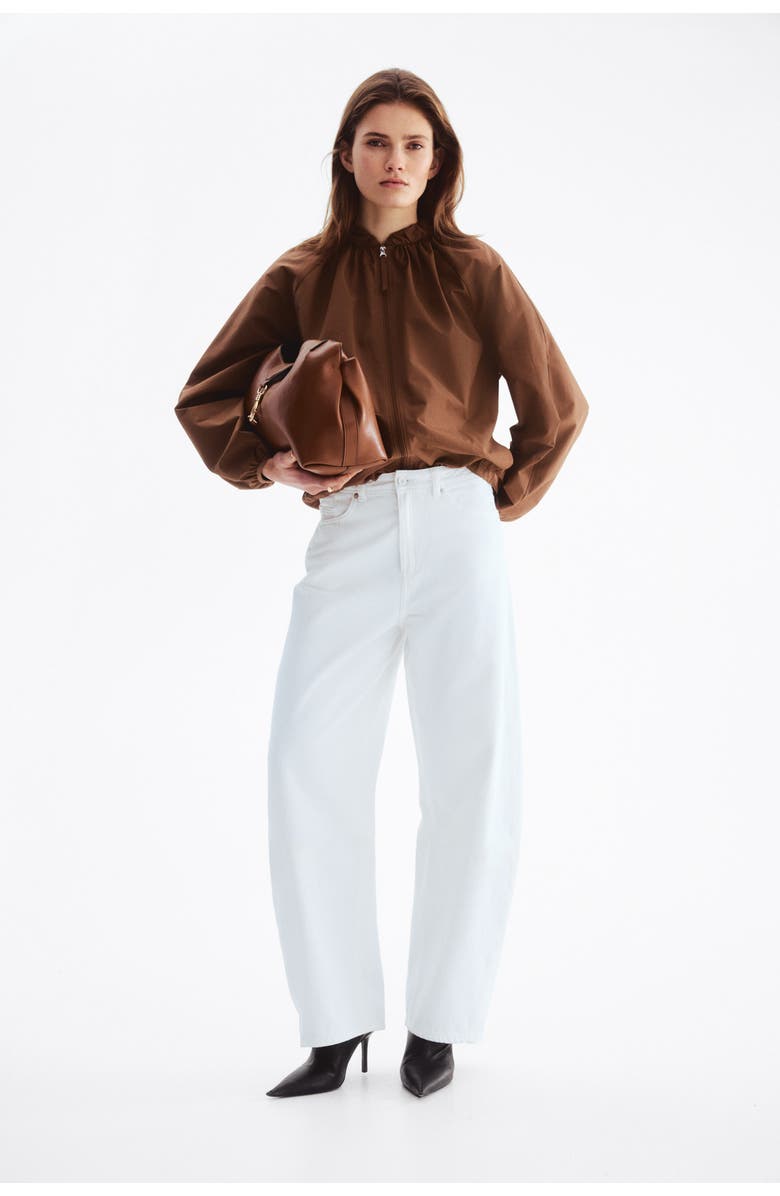 H&M Gathered bomber jacket, Alternate, color, Brown