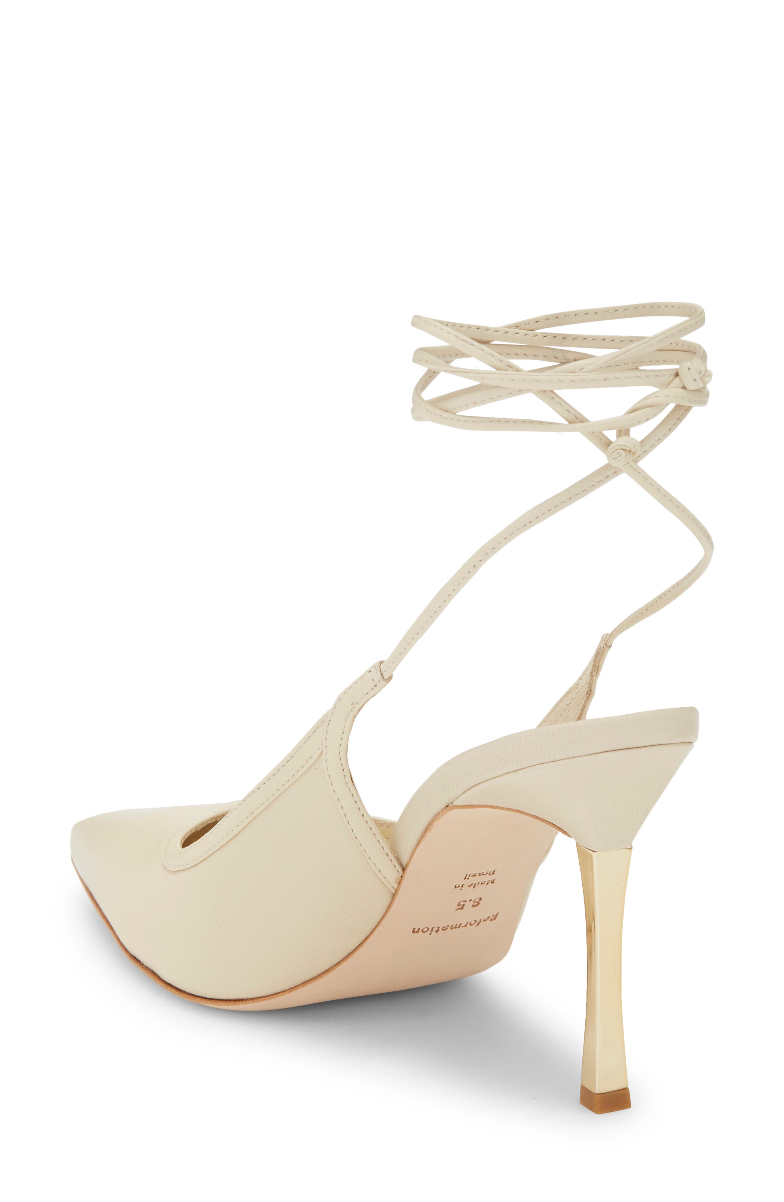 Paris Heeled Ankle Tie Pump, Alternate, color, ALMOND LEATHER