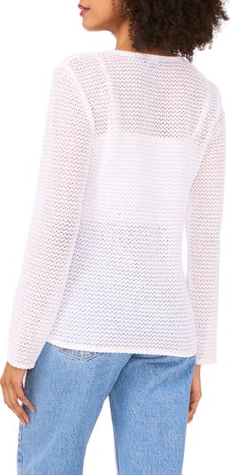 Pointelle Tie Front Crop Cardigan