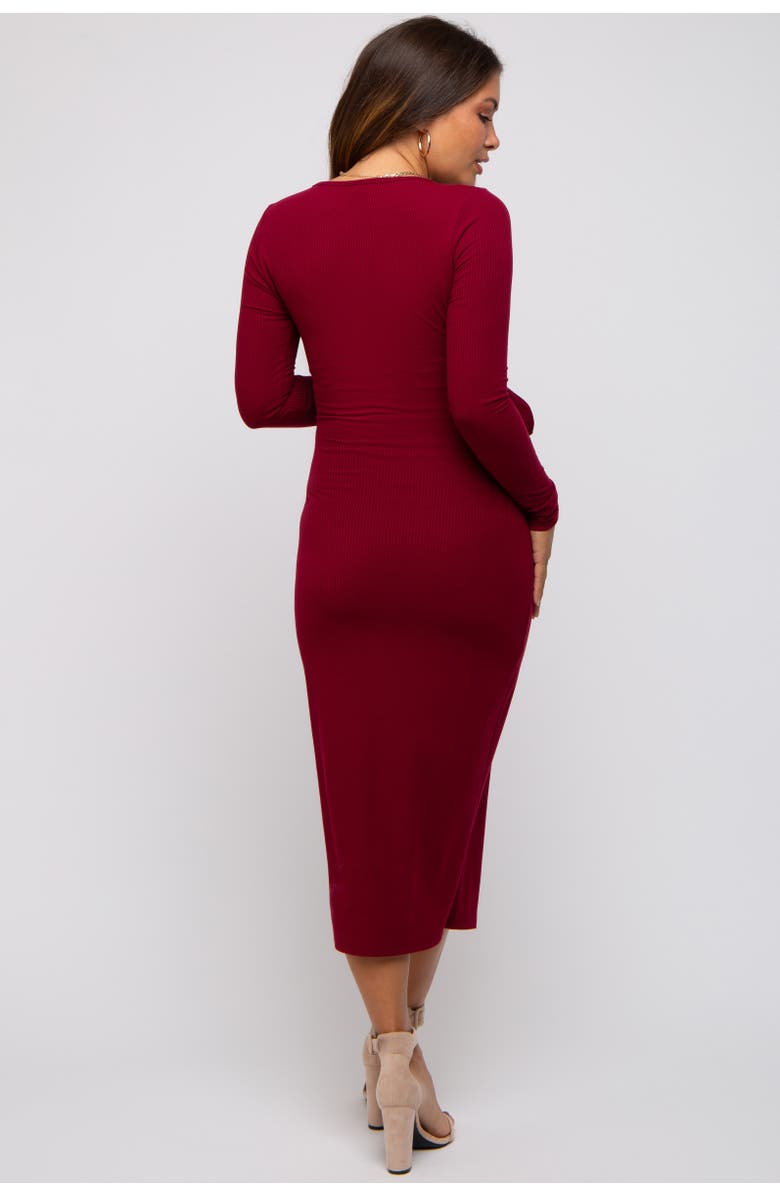 PinkBlush Ribbed Long Sleeve Wrap Dress, Alternate, color, Burgundy