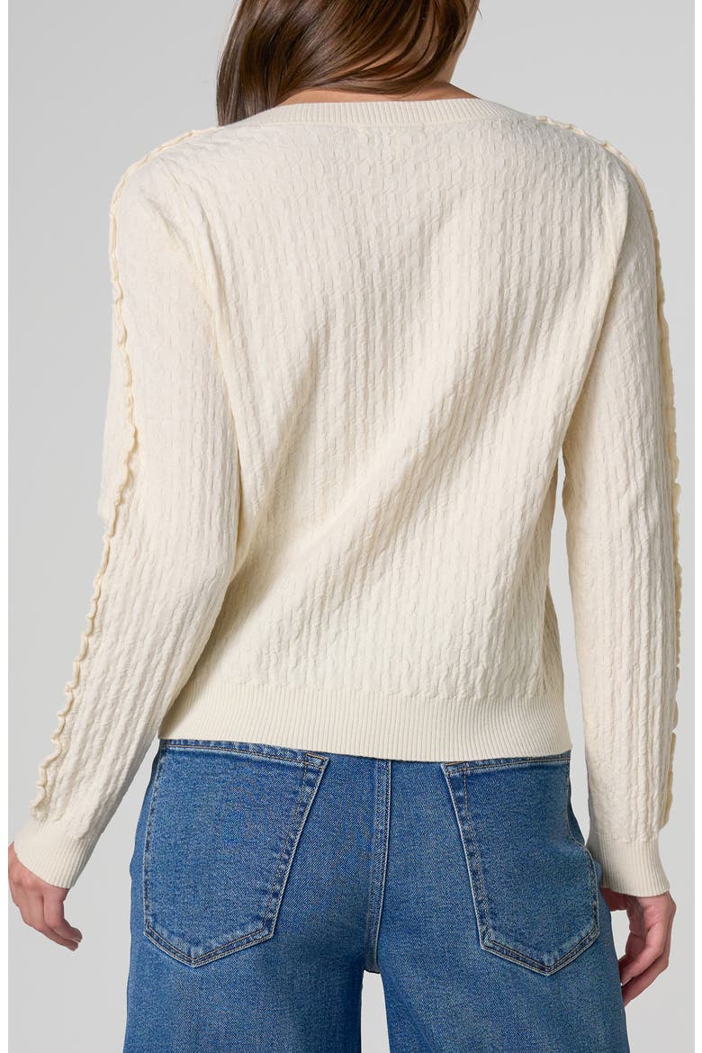 Textured Scoop Neck Cardigan, Alternate, color, CREAM