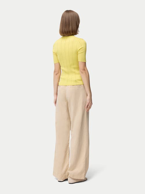 Gobi Mongolian Cashmere Ajour-knit Cashmere Silk Top In Blazzing Yellow