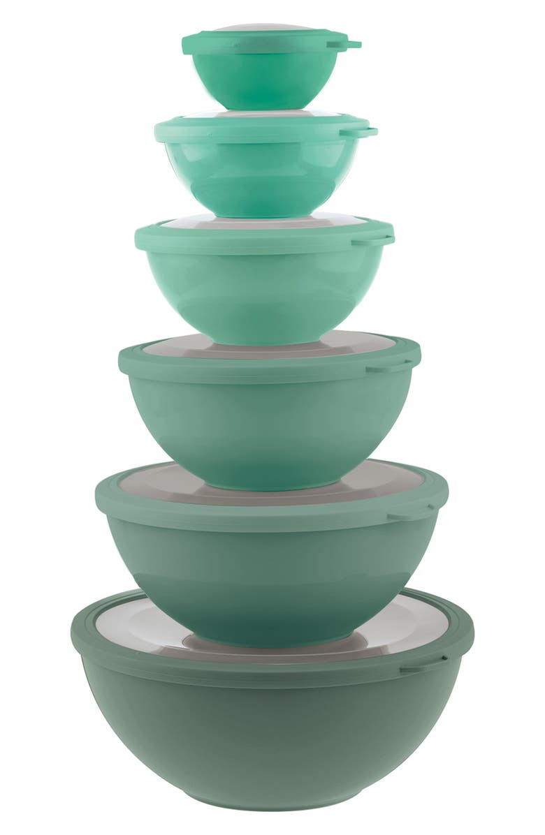 PHANTOM CHEF 12-Piece Assorted Plastic Mixing Bowls & Lids, Main, color, Green