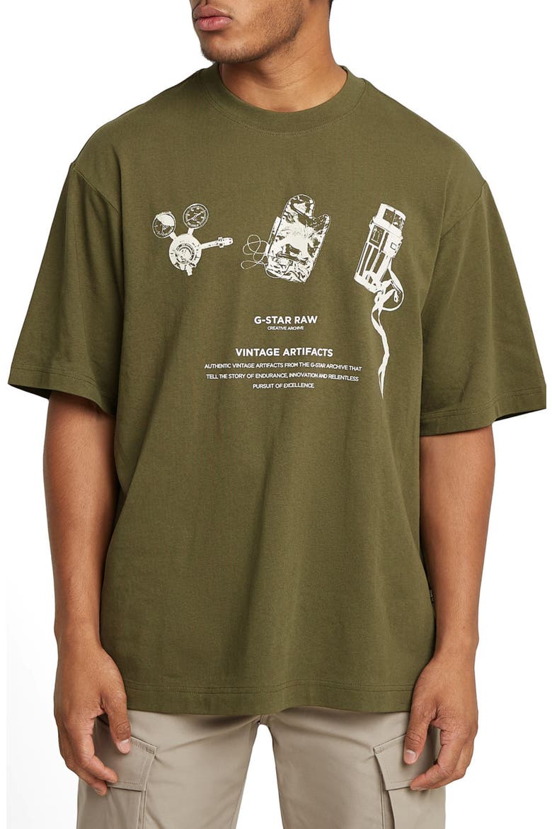 Archive Boxy Organic Cotton Graphic T-Shirt, Main, color, SHADOW OLIVE