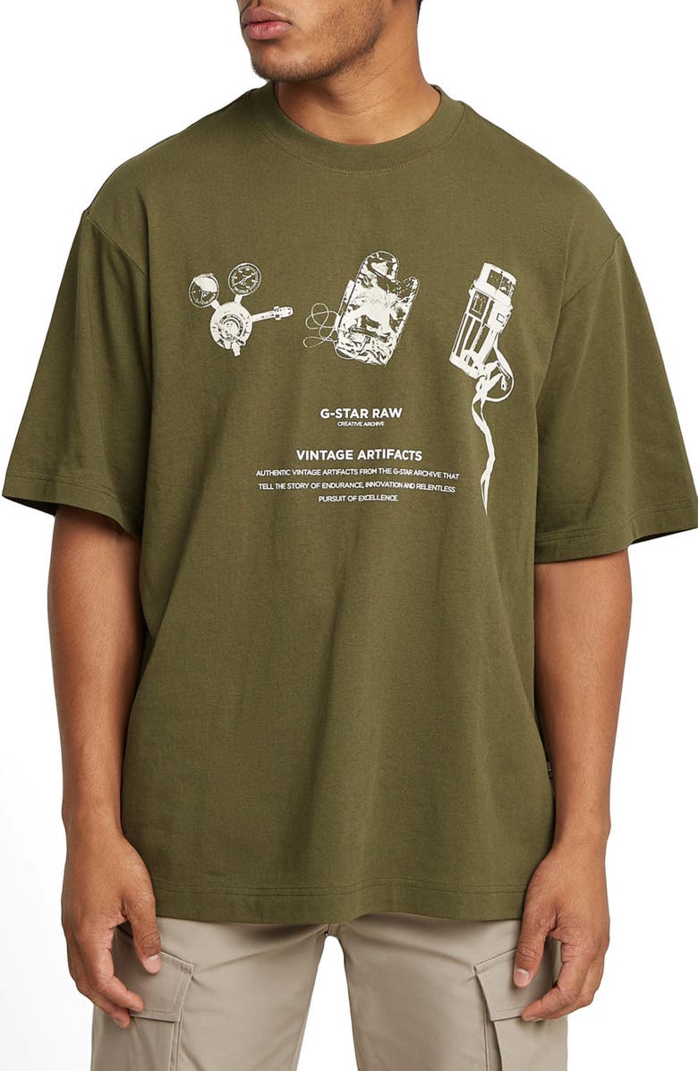 G-STAR Archive Boxy Organic Cotton Graphic T-Shirt, Main, color, Shadow Olive