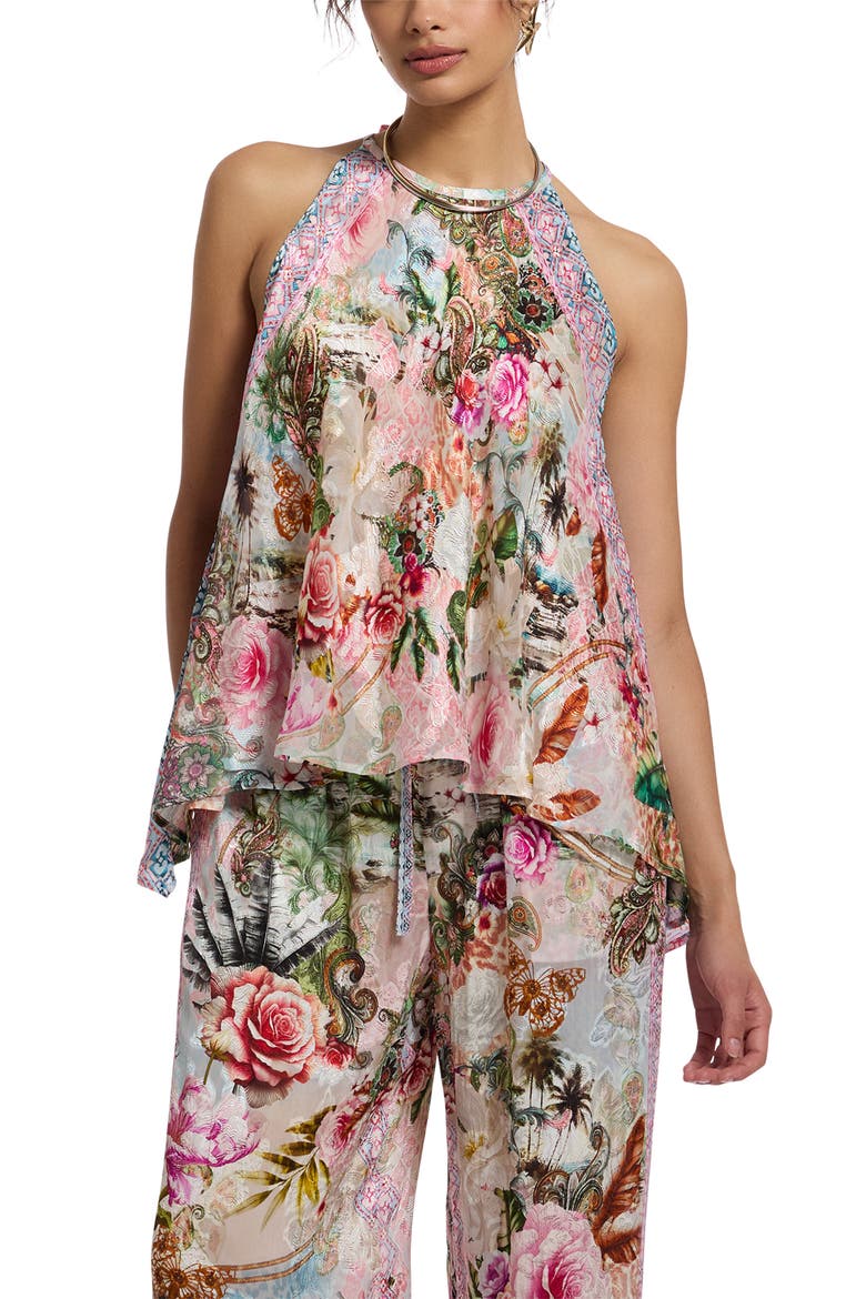 Pippa Floral Silk Blend Shell, Alternate, color, MULTI