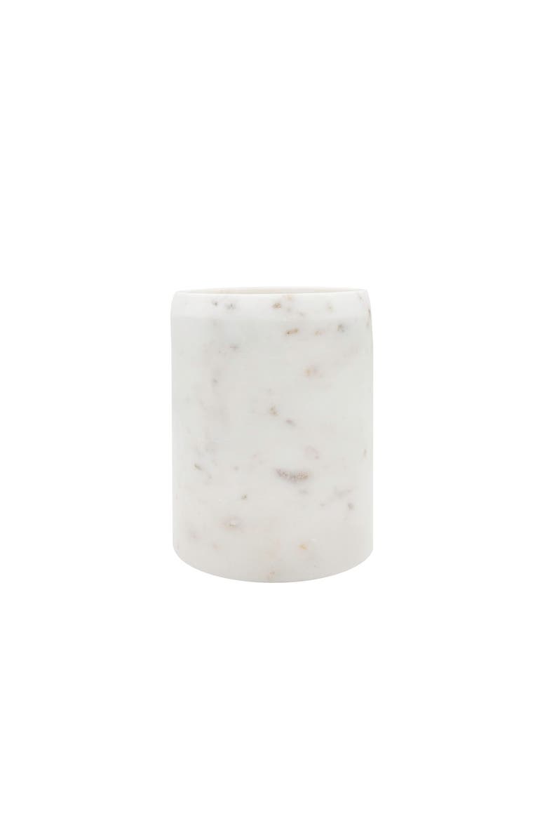 Foreside Home and Garden White Natural Marble Premium Kitchen Utensil Organizer Countertop Crock Holder Caddy 8", Main, color, White