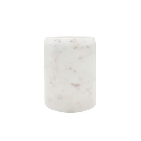 White Natural Marble Premium Kitchen Utensil Organizer Countertop Crock Holder Caddy 8"