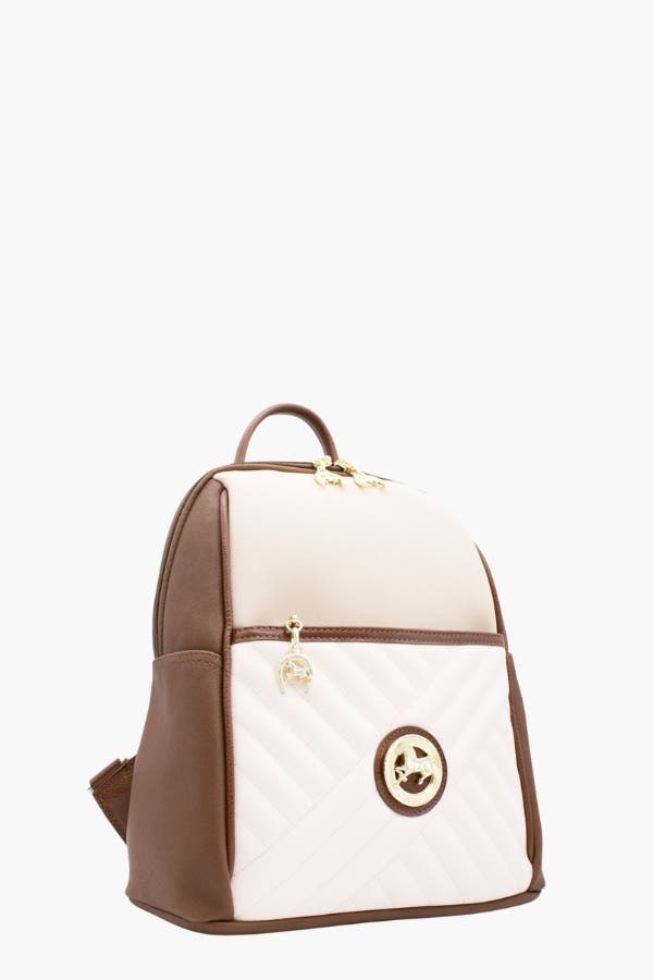 Ciao Bella 249 Backpack, Alternate, color, Camel Brown / Beige / White