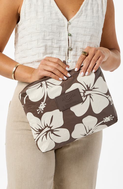 Aloha Collection Mid Hana Hou Water Resistant Zip Pouch In Brown