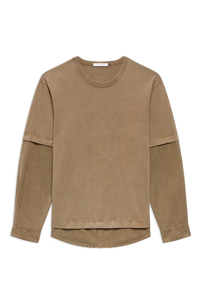 Layered Long Sleeve Cotton T-Shirt, Alternate, color, OCHRE