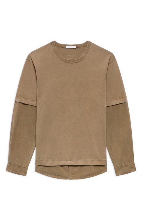 Layered Long Sleeve Cotton T-Shirt