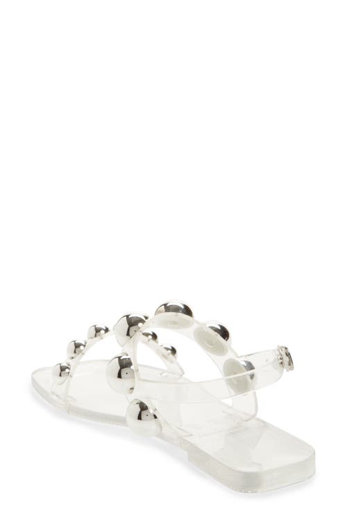 Jeffrey Campbell Gum-drop Studded Flat Jelly Sandals In Clear Silver