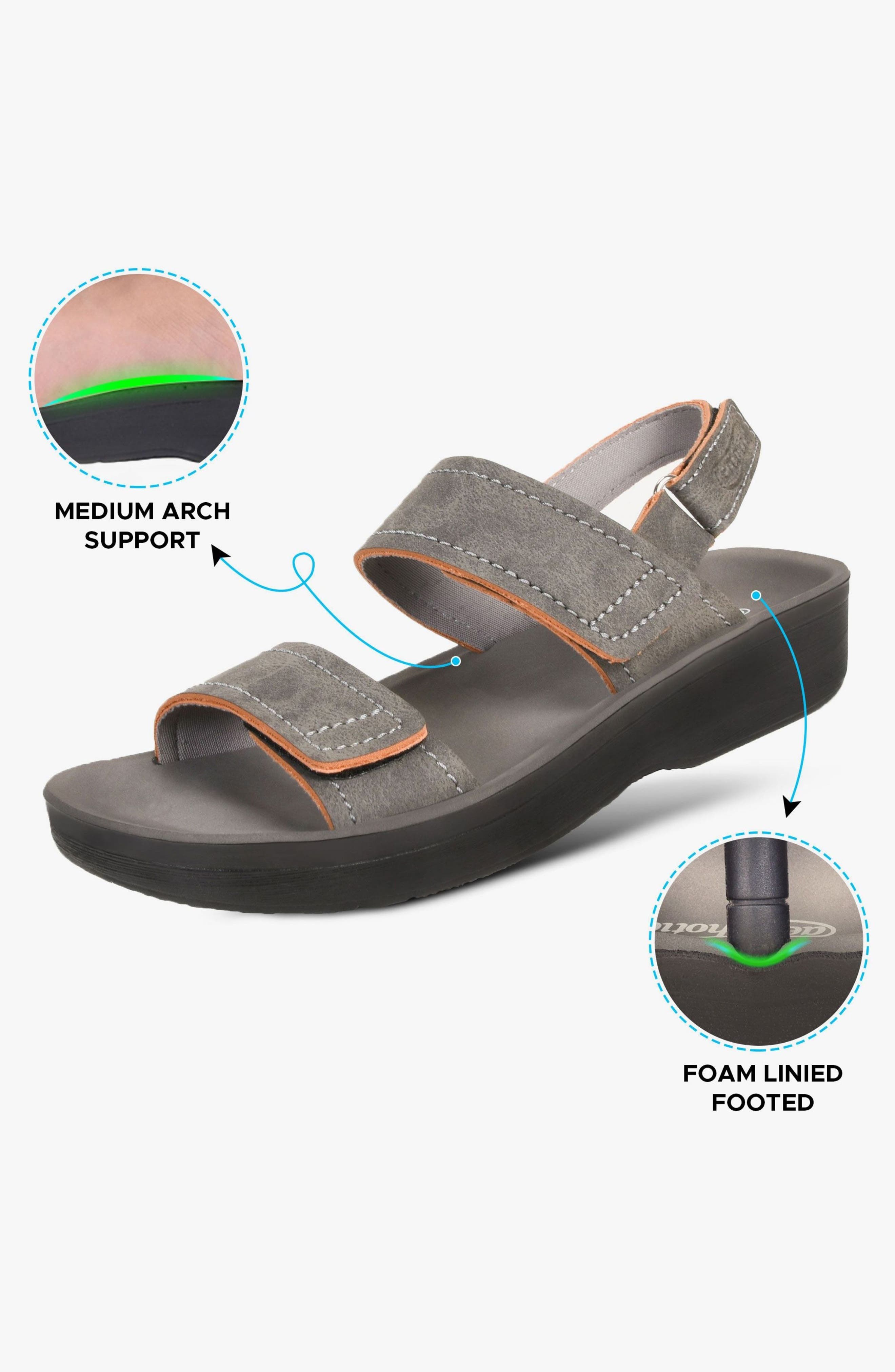 AEROTHOTIC Renee Adjustable Strap Sandal, Alternate, color, Grey