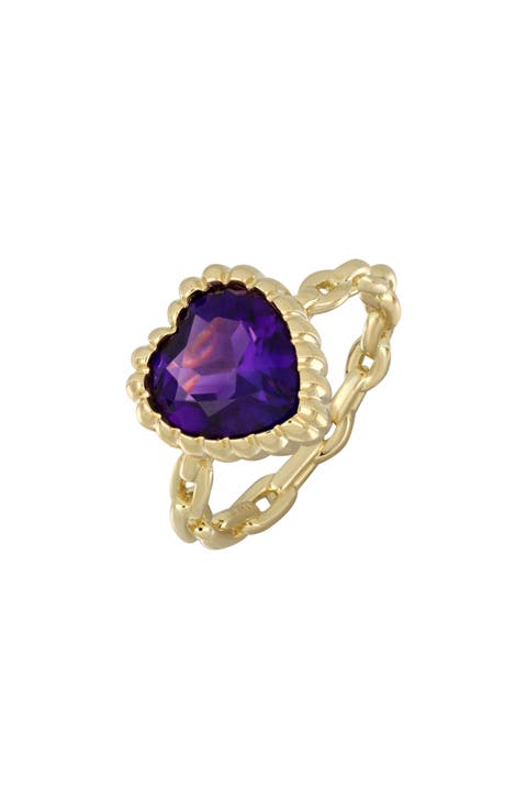 El Mar 18K Yellow Gold Amethyst Heart Ring (Nordstrom Exclusive)