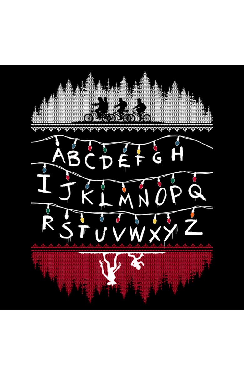 Stranger Things Boy's Stranger Things Christmas Light Message Graphic T-Shirt, Alternate, color, Black