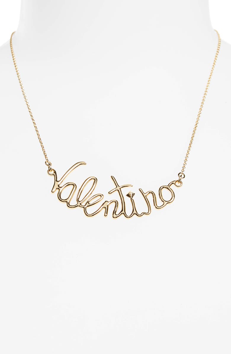 Valentino Garavani Valentino Script Necklace, Alternate, color, 