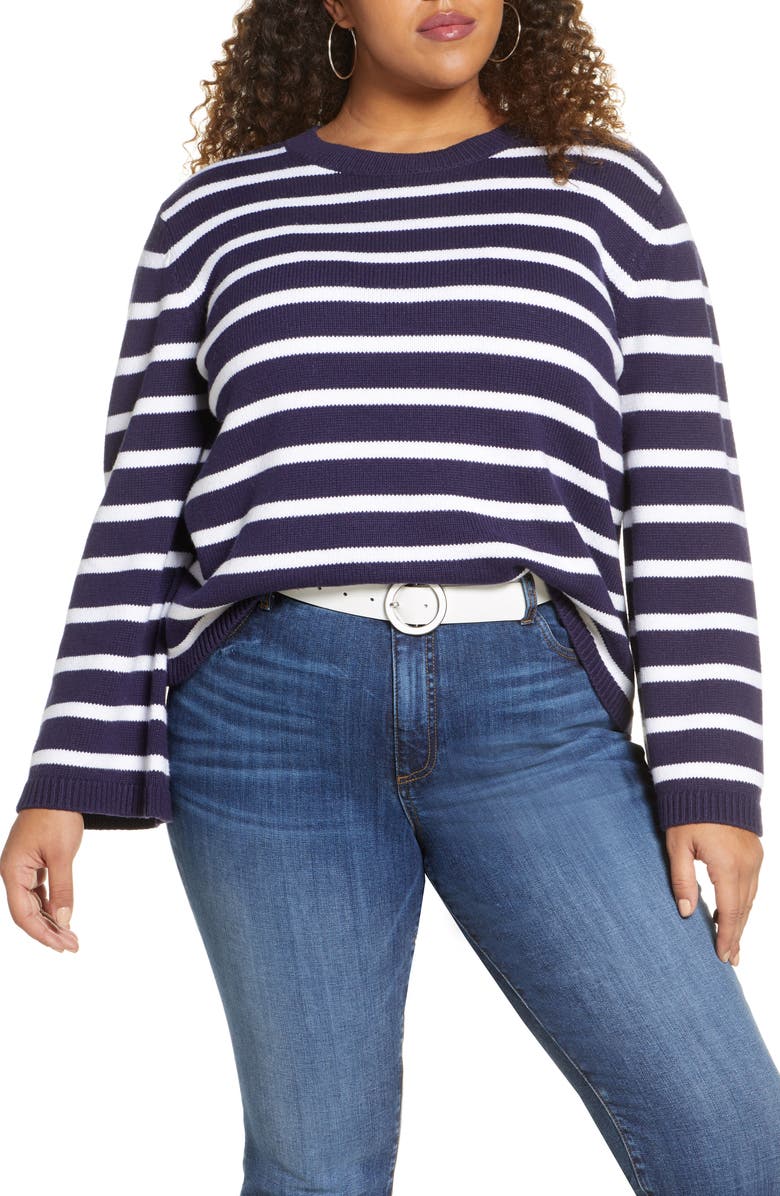 Halogen<sup>®</sup> x Atlantic-Pacific Stripe Oversize Sweater, Main, color, 