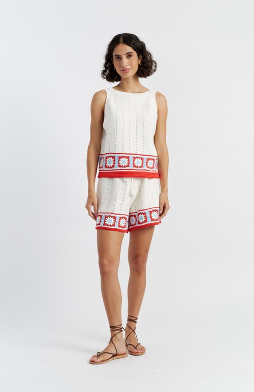 Chinti & Parker Cotton Hand Crochet Vest In Cream-terracotta