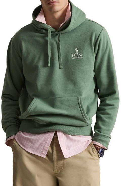 Logo Embroidered Cotton Blend Fleece Hoodie