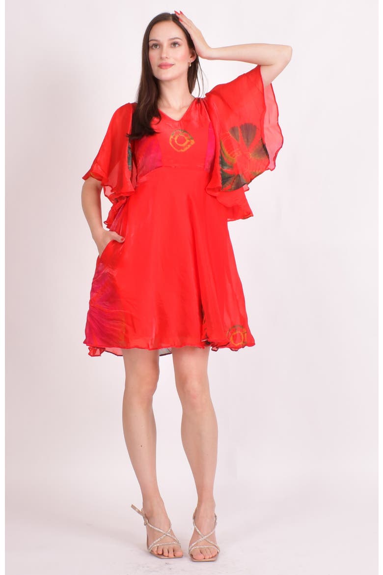 Biha Hand Tie Dye Mini Sundress, Alternate, color, Red