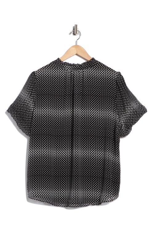 Adrianna Papell Short Sleeve Button-up Top In Black