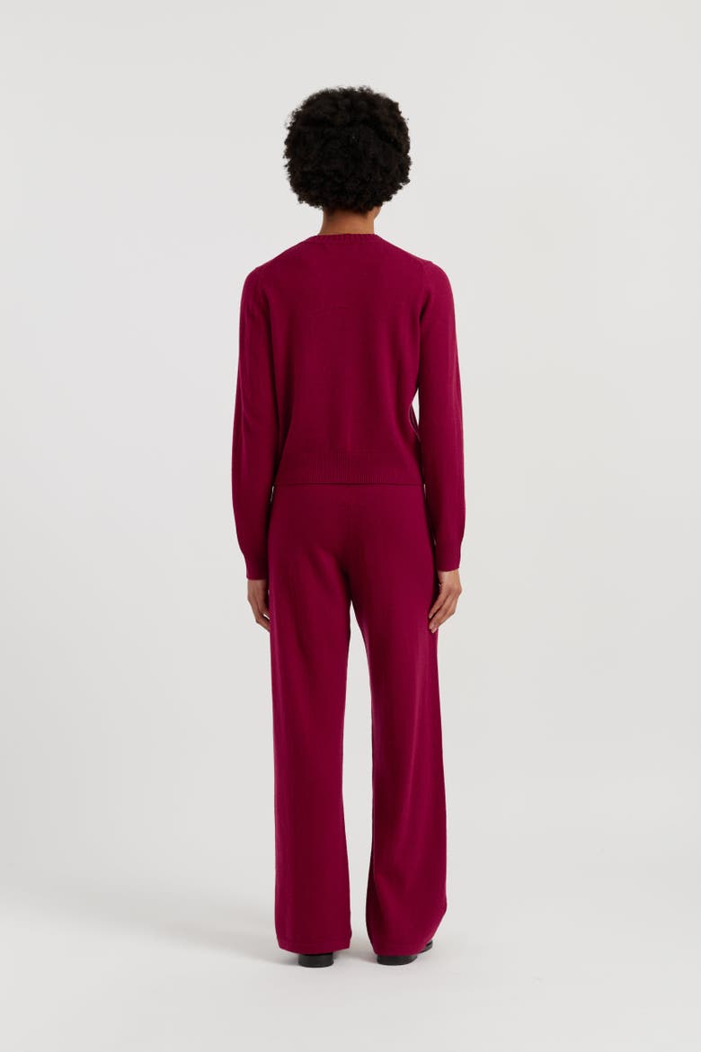 Wool Cashmere Blend Crew Neck Cropped Cardigan, Alternate, color, Cherry