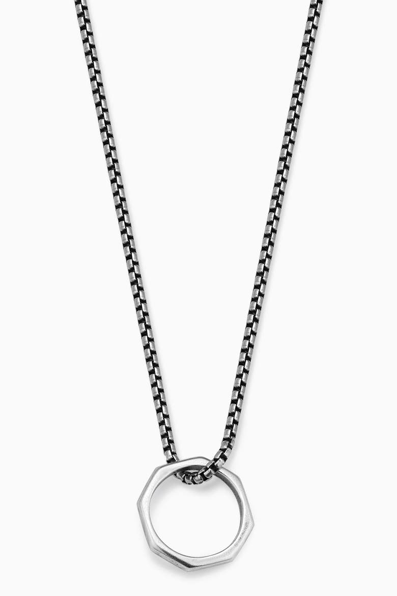 Mens Bolt Pendant Necklace in Sterling Silver, Main, color, Silver