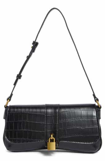 Croc Embossed Faux Leather Shoulder Bag