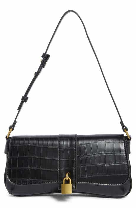 Croc Embossed Faux Leather Shoulder Bag