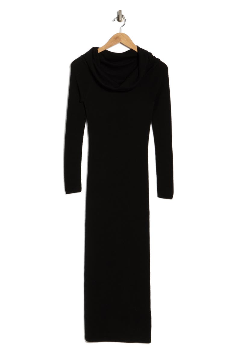 Off the Shoulder Long Sleeve Sweater Dress, Alternate, color, BLACK