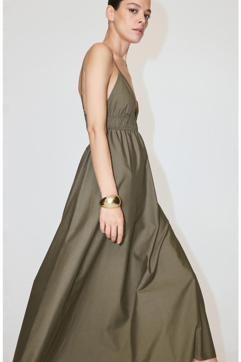 V-Neck Shirred Lyocell Blend Dress, Alternate, color, GREEN