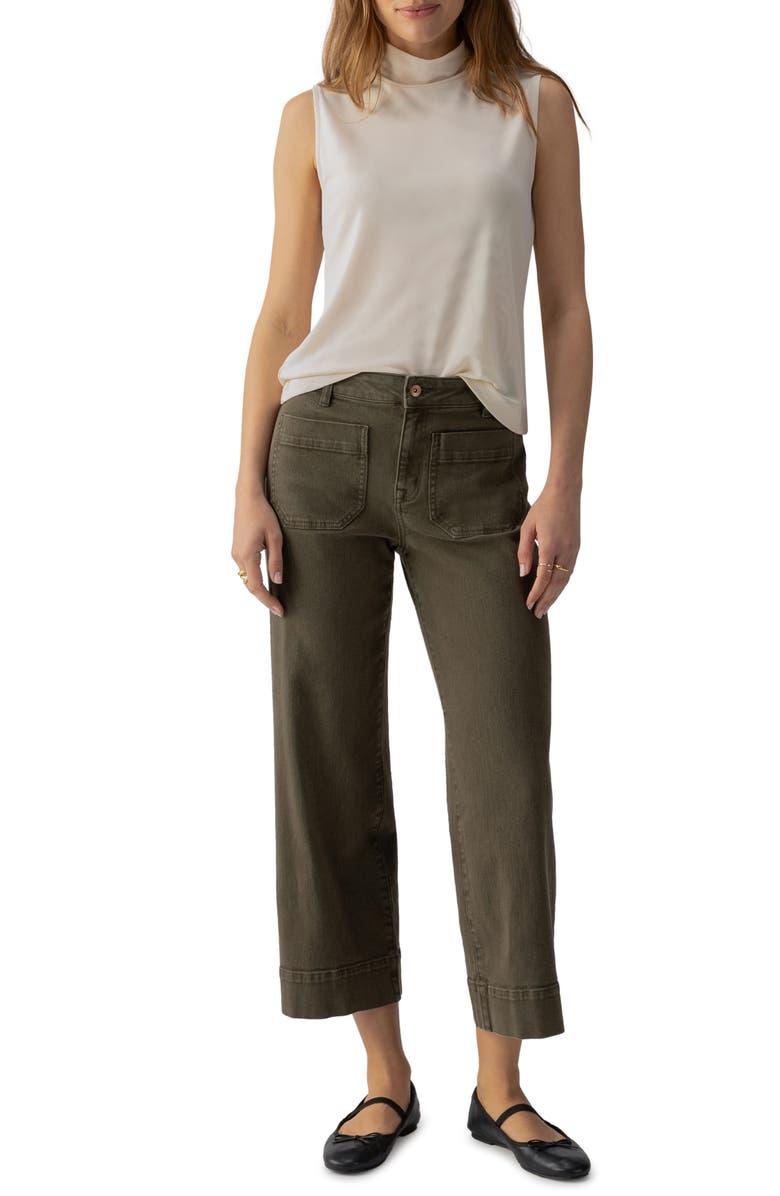 Sanctuary Sleeveless Cowl Neck Mesh Top, Alternate, color, Birch