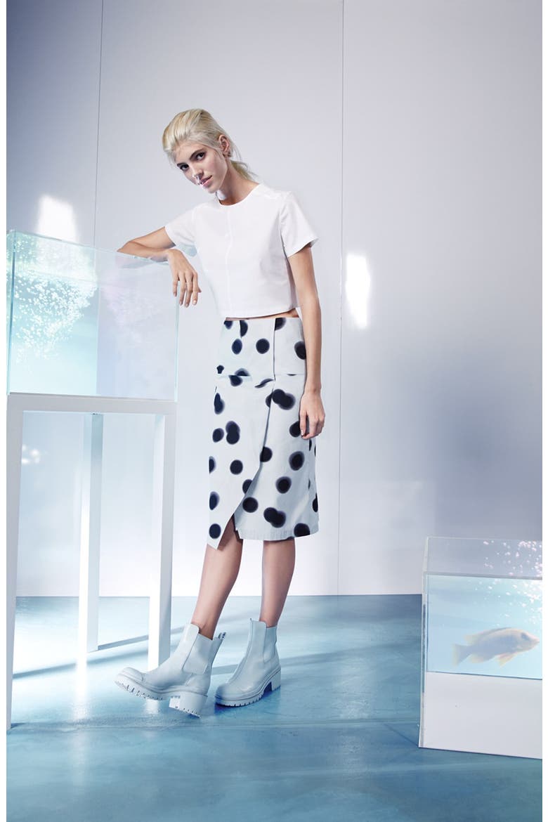 Blurred Dot Midi Skirt, Alternate, color, CLOUD BLUE MULTI