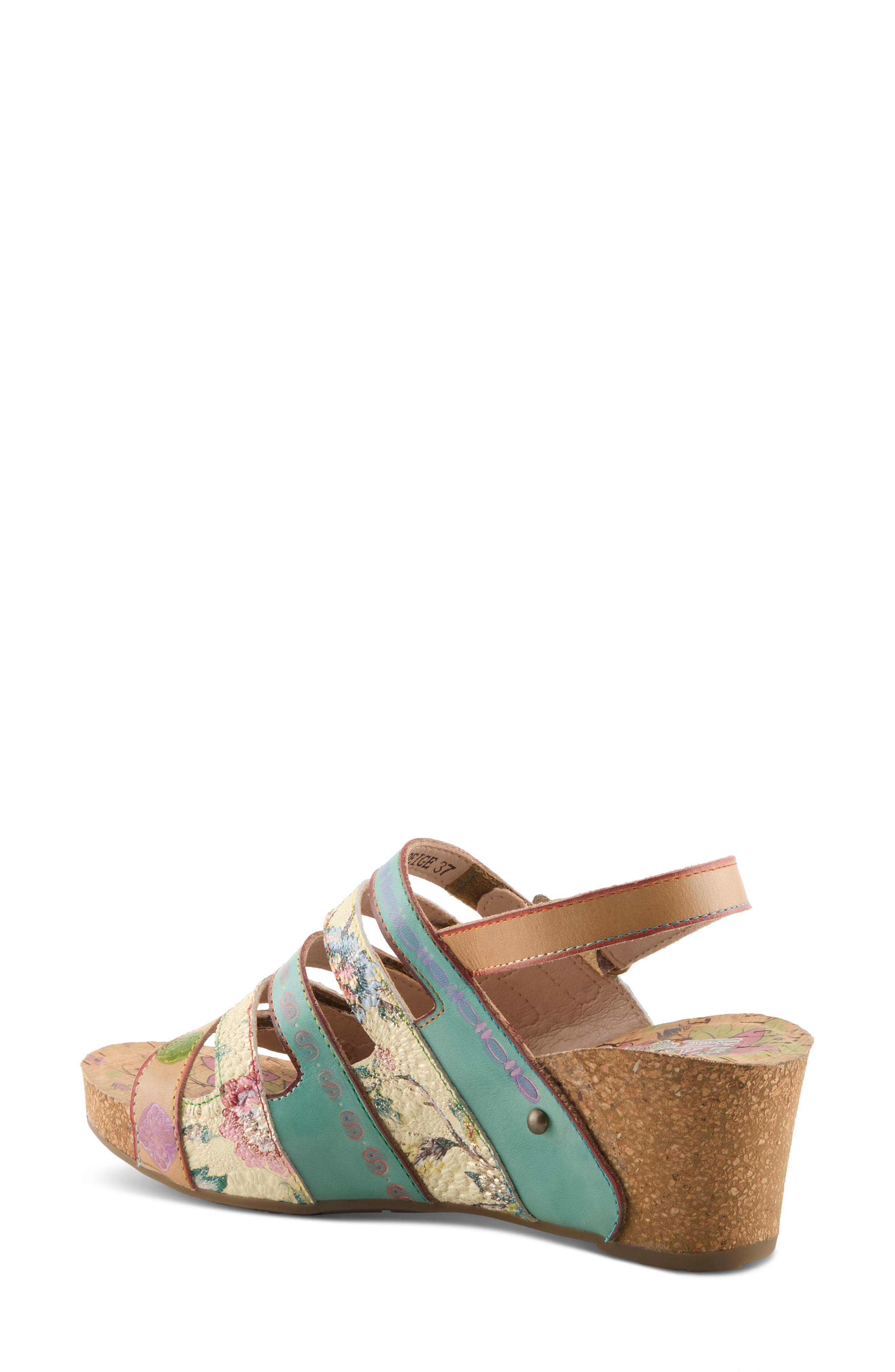 L
Artiste by Spring Step Buckle It Up Strappy Wedge Sandal, Alternate, color, Beige Multi