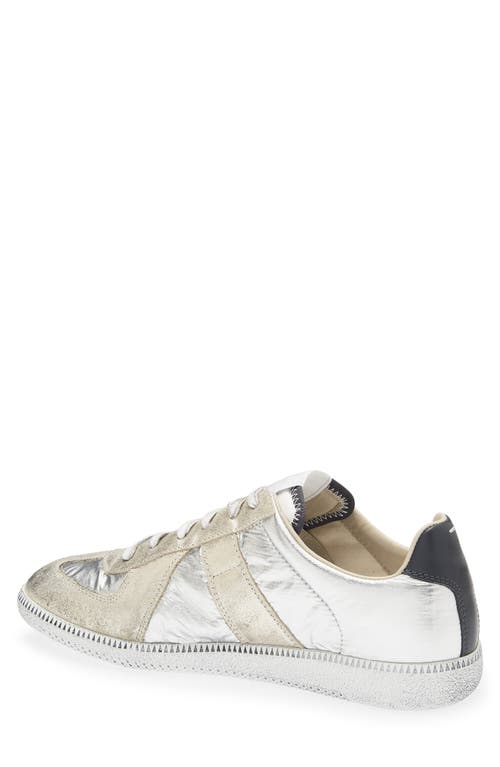 Maison Margiela Gold-tone Paneled Sneakers With Lace-up Fastening In White