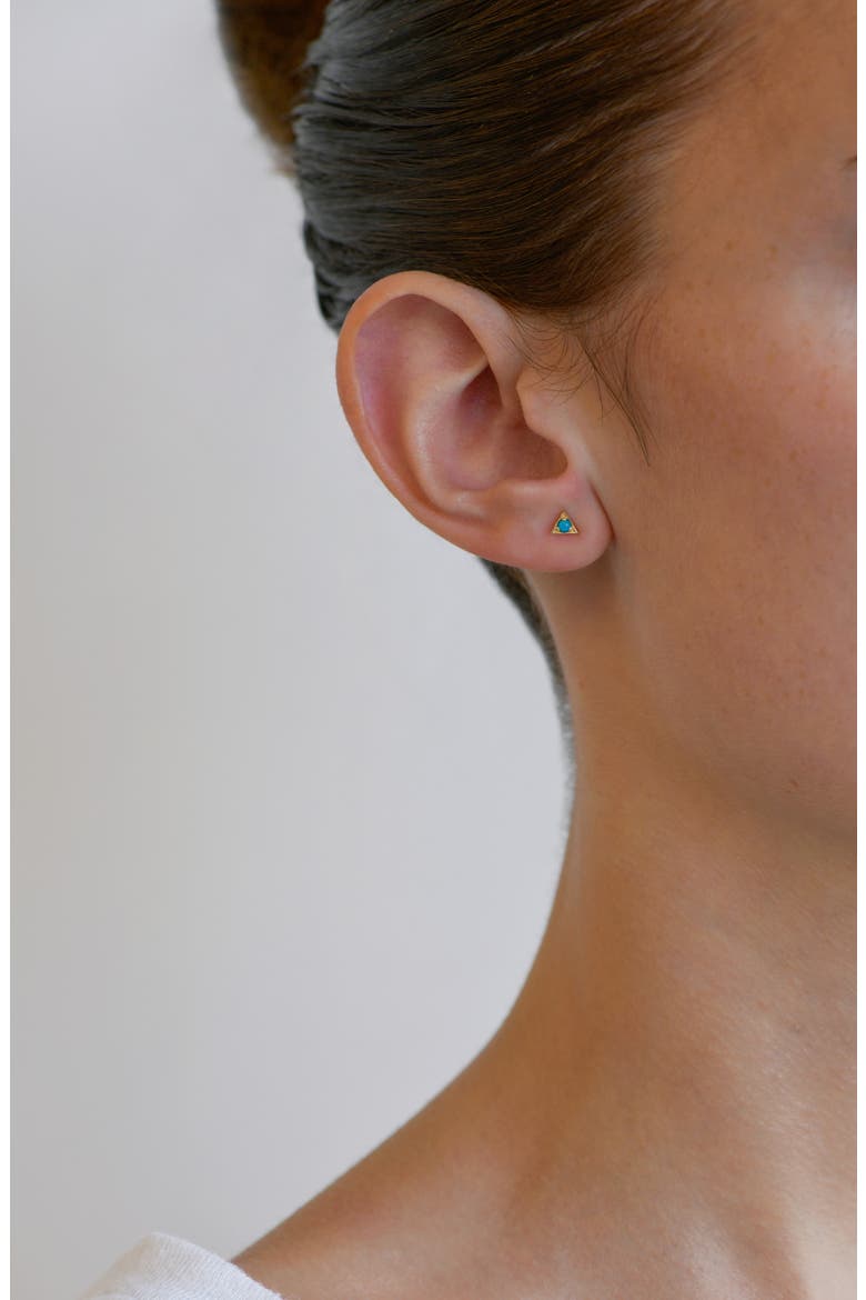Cleo Triangle Stud Earrings, Alternate, color, TURQUOISE/ AQUA