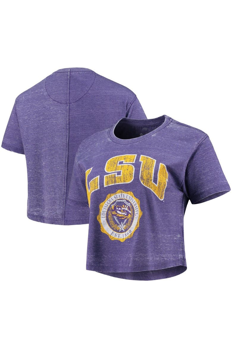 Women's Pressbox Purple LSU Tigers Edith Vintage Burnout Crop T-Shirt, Alternate, color, Purple