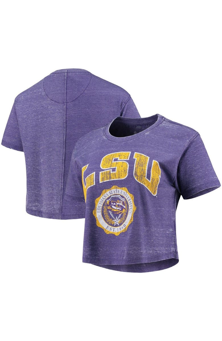 PRESSBOX Women's Pressbox Purple LSU Tigers Edith Vintage Burnout Crop T-Shirt, Alternate, color, Purple