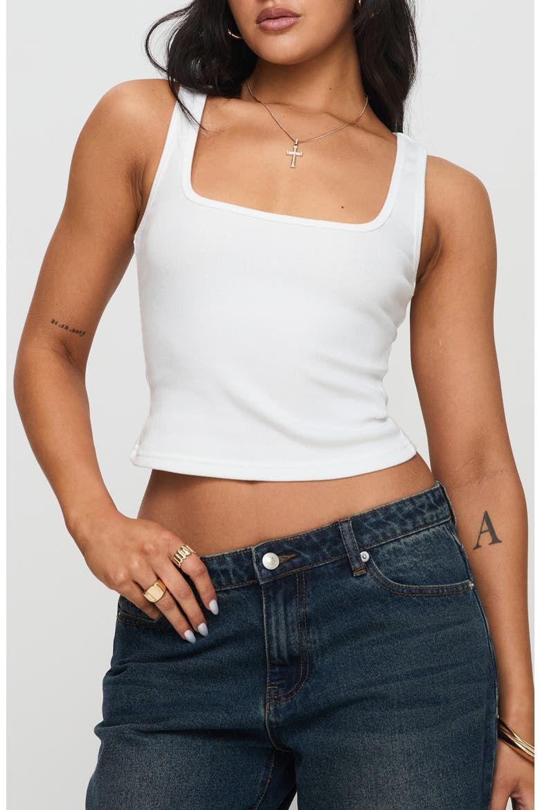 Baseline Square Neck Rib Tank, Main, color, WHITE
